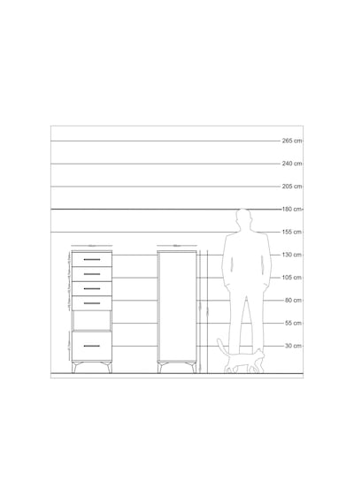 Kronos Dolap Tek Raflı 5 Çekmeceli 44x59x134 Çam-aytaşı Atlas Çam