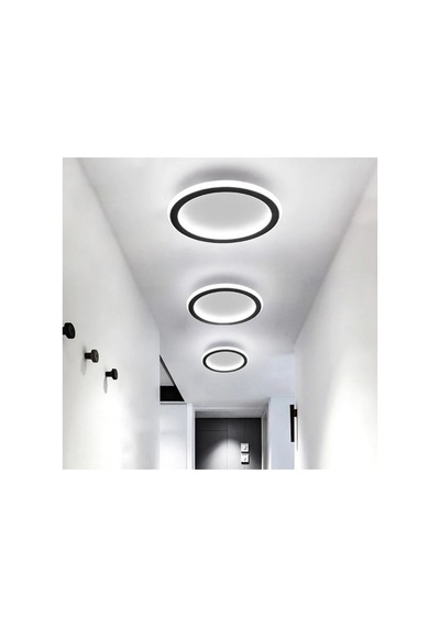 Siyah Ø30cm Çember Avize 3000k Sarı Işık Led Tavan Lambası