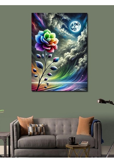 Kanvas Tablo Ayışığında Çiçek Figürü 100cmx140cm