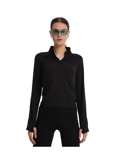 Sportive Dewey Half-zip Kadın Siyah Koşu T-shirt 25kk1033-syh 1776392 SIYAH