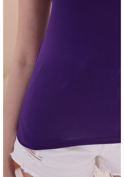 Bbbutikbasic Kare Yaka Esnek Atlet Bluz Hkn34 Mor