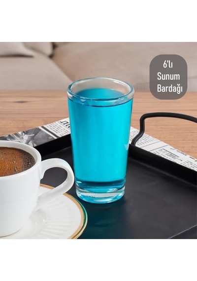Glass 6591 Meşrubat Kahve Yanı Bardağı Sunumluk 6 Adet 100cc Meşrubat Bardak Açık Kırmızı