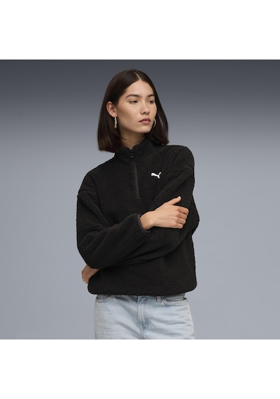 Puma Ess Elevated Half-zip Crew Kadın Yetişkin Sweatshirt Siyah