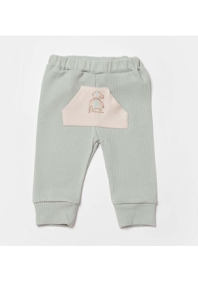 Biorganic Waffle I Love To My Mama Bebek Pantolonu 57894 Bej - Mint Yeşil