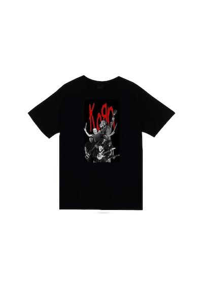 Stoned&Fame Korn Müzik Grubu Baskılı Unisex %100 Pamuk Siyah T-shirt SIYAH