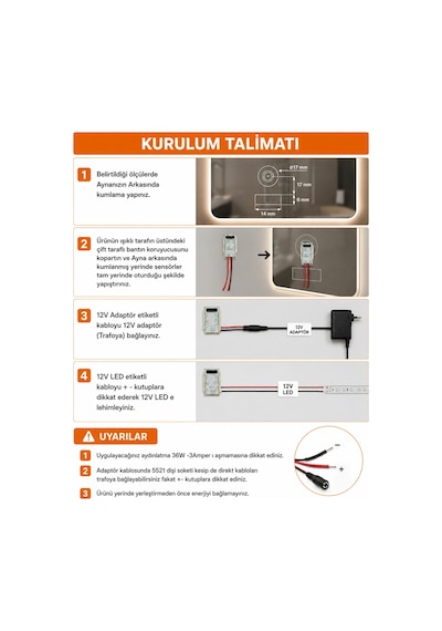 AYNA ARKASI EL KAYDIRMA 12V IŞIK ANAHTARI