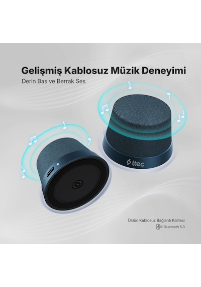 Ttec 2BH13 Vox Mini M Magsafe Uyumlu 2’si 1 Arada Kablosuz Bluetooth Hoparlör
