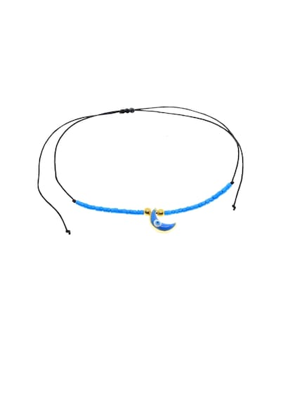 X-lady Accessories Altın Renk Mavi Mineli Yarım Ay Model Miyuki Bileklik - 2958 Çok Renkli