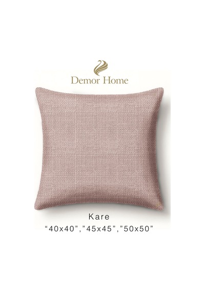 Br Demor Home Keten Dokulu Pudra Pembesi Kırlent Yastık Kılıfı Pudra Pembe