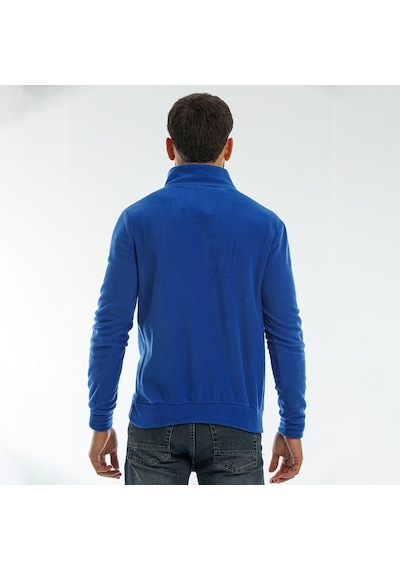 Slazenger SOLID IN Erkek Fermuarlı Dik Yaka Cepli Saks Mavi Polar