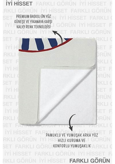 Yengeç Temalı Marine Plaj Havlusu - Akdeniz Stil Lacivert Kırmızı Hızlı Kuruyan Mikrofiber Havlu Sedef Deniz