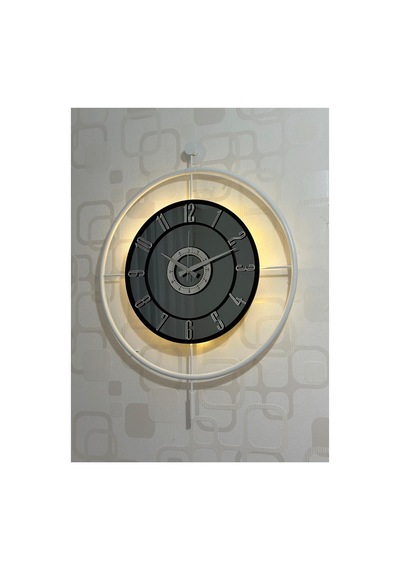 Pey Aksesuar Metal Camlı Duvar Saati 60x80 Cm Büyük Boy Işıklı Gerçek Cam Beyaz-füme-siyah-gümüş M61-beyaz-füme-siyah-gümüş