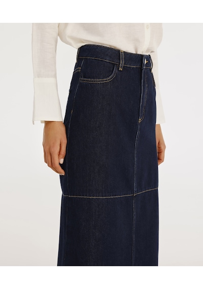 Yargıcı Yırtmaç Detaylı Denim Etek 25yket4017x 484 Lacivert