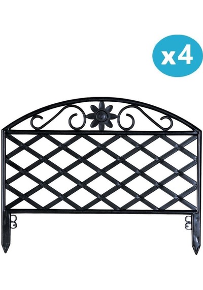 Omnipazar Sy-5994 Lattice Plastik Bahçe Çiti Siyah 45x34 Cm 4'lü Set