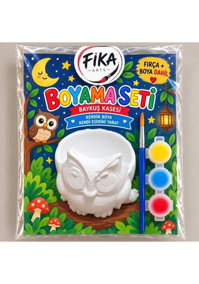 Baykuş Takı Ve Dekoratif Kase Taş Tozu Boyama Seti