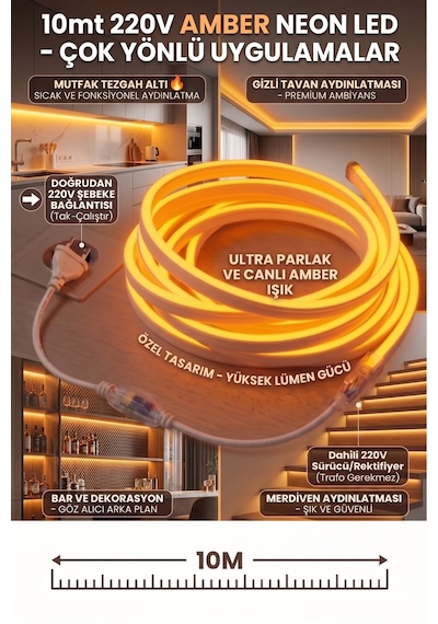10 Metre Amber 220v Neon Led Şerit ,tak Çalıştır Set, Fişli Esnek Şerit Led, ,turuncu Led,mutfak,tezgah Ledi, Neon Led Şerit Işık ,ambiyans Işık Havuzu, Balkon, Teras Ve Ev İçin Dekoratif Led Amber-turuncu 10 Metre Amber 220v Neon Led Şerit ,tak Çalıştır Set, Fişli Esnek Şerit Led, ,turuncu Led,mutfak,tezgah Ledi, Neon Led Şerit Işık ,ambiyans Işık Havuzu, Balkon, Teras Ve Ev İçin Dekoratif Led Amber-turuncu