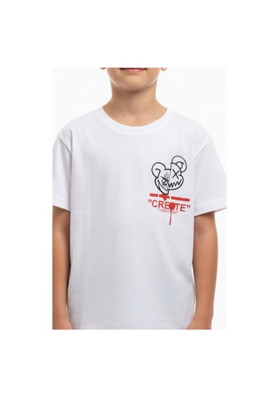 Toontoy Kids Toontoy Erkek Çocuk Bisiklet Yaka Kısa Kollu Baskılı Tişört 24993 Beyaz