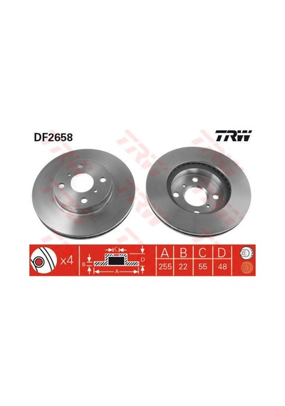 TRW DF2658 Fren Diski Ön Corolla Uyumlu E100 Ae101 Ae111 93-02 Enjeksıyonlu Havalı 255Mm