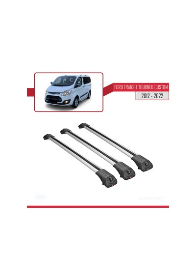 Ford Transit Tourneo - Custom 2012-2023 Arası İle Uyumlu Ace-1 Ara Atkı Tavan Barı Gri 3 Adet Bar