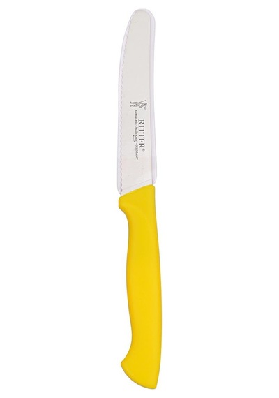Solingen Sarı Sebze Bıçağı Tırtıklı, 22 Cm, Paslanmaz Alman Çeliği, Ergonomik Sap Tekli -155 Sarı