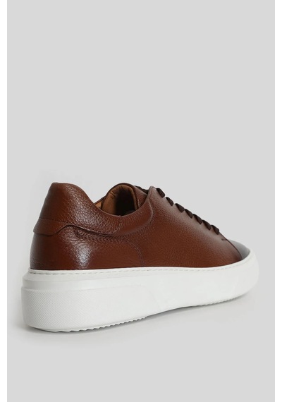 Lufian Tommy Erkek Deri Sneaker Ayakkabı Kahve Kahve