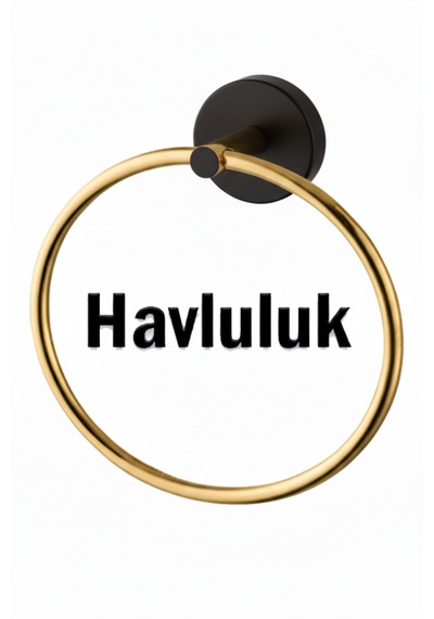 Yuvarlak Havluluk Siyah Gold Renk Altın - Siyah
