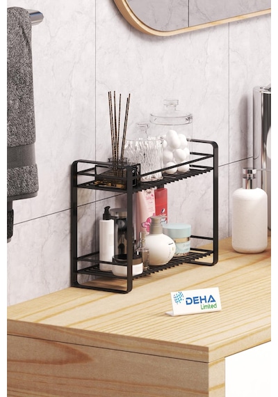 Masa Tezgah Üstü Düzenleyici Metal Organizer Raf Banyo Mutfak Rafı Baharatlık Makyaj Standı