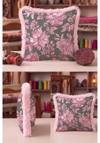 Çiçek Desenli Vintage Floral Saçaklı Yastık Kılıfı - Zarif Bahar Gri Pembe Püsküllü Kırlent Kılıfı Buzlu Kanyon Nektar Çiçek Desenli Vintage Floral Saçaklı Yastık Kılıfı - Zarif Bahar Gri Pembe Püsküllü Kırlent Kılıfı Buzlu Kanyon Nektar