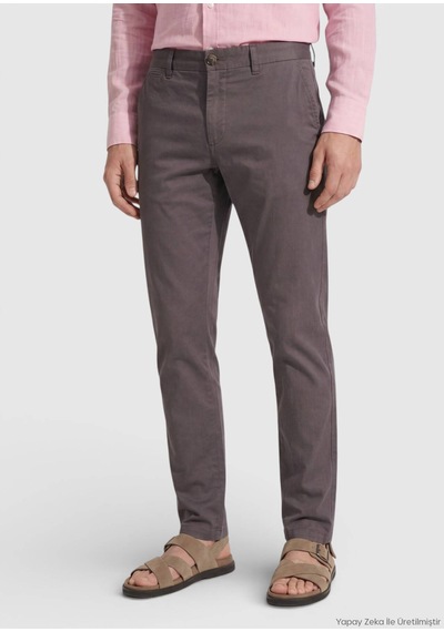 Ramsey Mürdüm Dokuma Regular Fit Casual Pamuk Karışımlı Pantolon