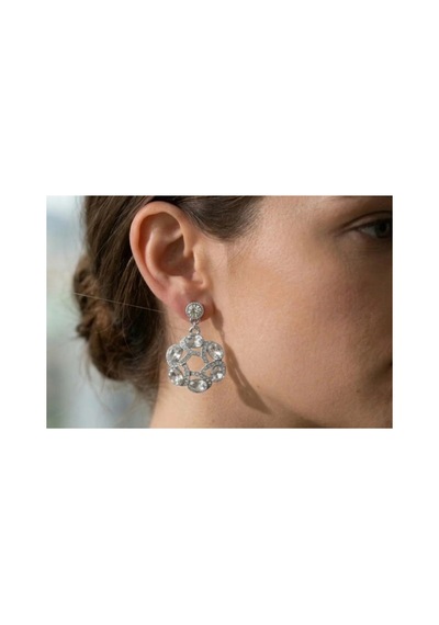 Taşlı Çiçek Figürlü Kadın Küpe Gümüş - 935397710 Gümüş