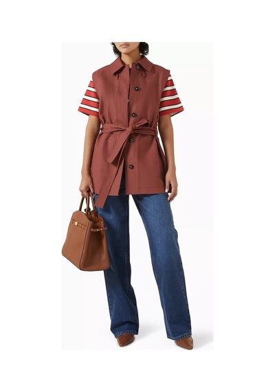 Enandı Çizgili Terry Kumaş Cropped Polo Tişört, Modern Kesim Ve Rahat Yapı Kırmızı
