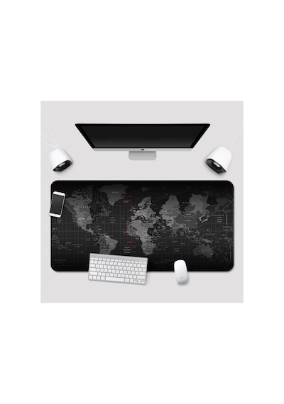 Lexroo Kuzey's Store Büyük Boy 90 X 40 Xxl Dünya Desenli Mouse Pad Kauçuk Kaymaz Alt Taban Standart