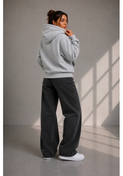Bb Butik Basic Kadın Oversize Fermuarlı Kapüşonlu Sweatshirt Üç İplik Sweatshirt Hırka My3535 Gri Bb Butik Basic Kadın Oversize Fermuarlı Kapüşonlu Sweatshirt Üç İplik Sweatshirt Hırka My3535 Gri