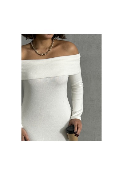 Askı Nişantaşı Baharlık Omuz Dekolteli Midi Boy Premium Kalite Elbise Kırık Beyaz - 586899990 Kırık Beyaz - 586899990 Kırık Beyaz