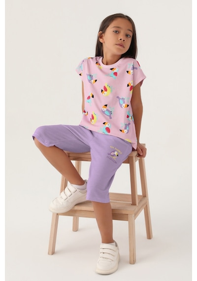 Rolypoly Owl Mor Kız Çocuk Kapri Takım 5274-42947 Pembe