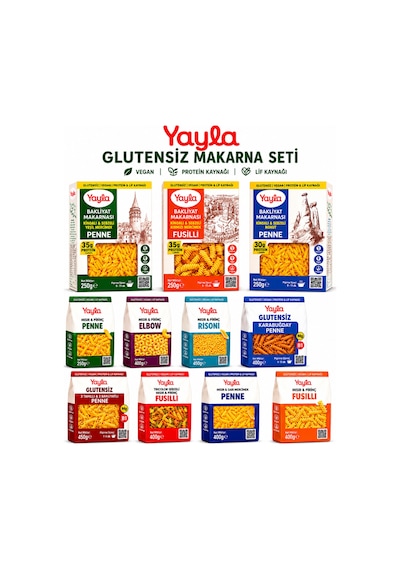 Yayla Glutensiz Makarna Dev Karma Set 11 Li Lezzet Şöleni Vegan & Proteinli