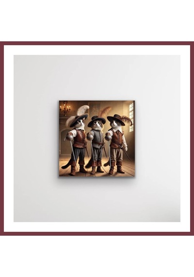Storeşahin Üç Silahşör Kedi Kanvas Tablo 90x90cm Shn0720 Çok Renkli