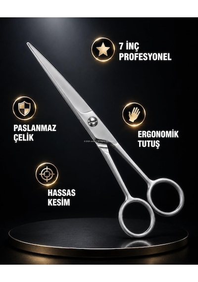 Profesyonel Berber Makası, Paslanmaz Çelik, Keskin, Saç Kesim Makası, Ergonomik Kalıplı Sap, Kuaför Makası, Evcil Hayvan Tüy Kesim Makası, Çok Amaçlı Kullanım 7"