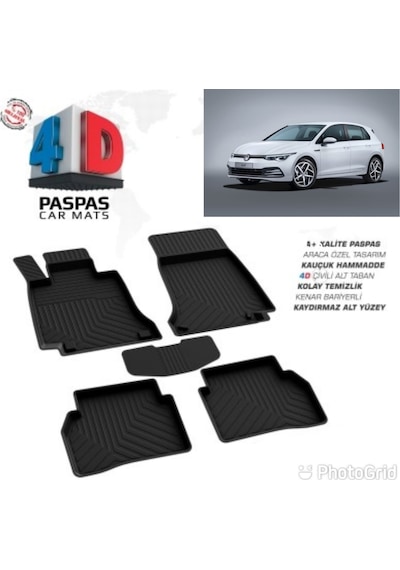Golf 8 Araca Özel 4D Havuzlu Paspas Omsa 2021 2022 2023