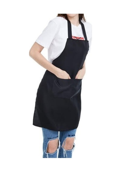 Unisex Siyah Askılı Mutfak Önlüğü