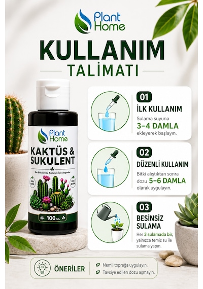 Kaktüs Ve Sukulent Sıvı Bitki Besini 100 Ml Güçlü Kök Gelişimi, Sağlıklı Büyüme, Kaktüs Besini, Sukulent Besini Diğer
