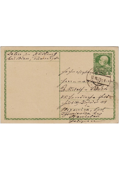 Avusturya'dan Ukrayna'ya Postadan Geçmiş Kartpostal 1911.