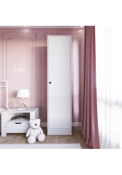 Daisy 45 Cm Beyaz Tek Kapılı Elbise Dolabı - Gardırop Beyaz