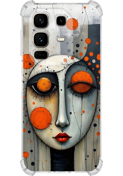 İnfinix Note 50 Pro İle Uyumlu Köşe Korumalı Kılıf Metamorfoz Focus Tasarımlı Uv Baskılı Şeffaf