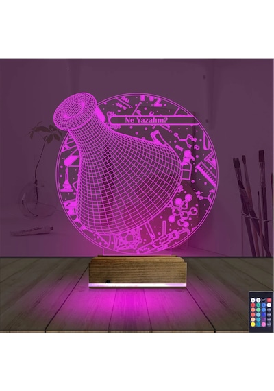 Luvivia Kimya Kimyager Kişiye Özel 3d Lamba - Masa Gece Lambası Şeffaf