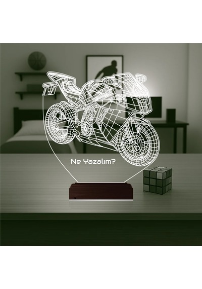 Luvivia Motor Motorcu Motosiklet Kişiye Özel 3d Lamba - Masa Gece Lambası Şeffaf