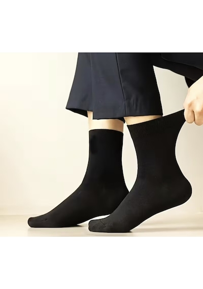 Ozzy Socks 6 Çift Yumuşak Dokulu Erkek Siyah Bambu Dikişsiz Soket Çorap Seti Siyah