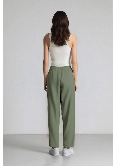 DeFacto Straight Fit Çift Cepli Yüksek Bel Düz Paça Modal Kumaş Pantolon E5962AX25SPGN460