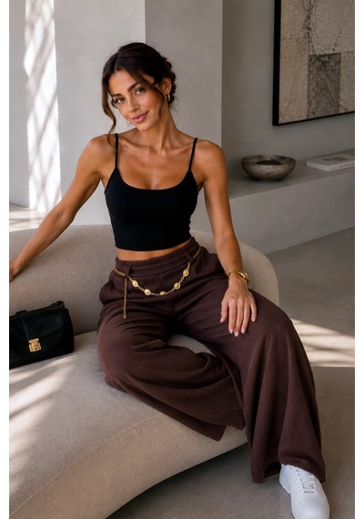 Bb Butik Basic Kadın Modal Kumaş Zincir Kemer Detaylı Bol Paça Pantolon Rahat Kalıp Şık Günlük Pantolon My3535 Kahverengi Bb Butik Basic Kadın Modal Kumaş Zincir Kemer Detaylı Bol Paça Pantolon Rahat Kalıp Şık Günlük Pantolon My3535 Kahverengi