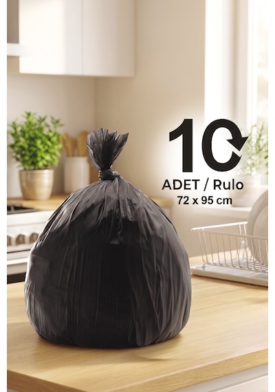 Ekstra Dayanikli 10'lu Çöp Torbası Battal Boy 72 X 95 Cm Üç Paket